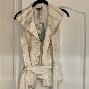 Women's Cream Plaid Sleeveless Top